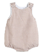 Classic Brown Gingham Bubble Romper
