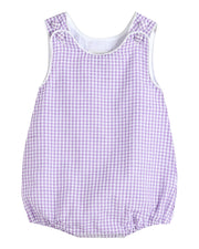 Classic Purple Gingham Bubble Romper
