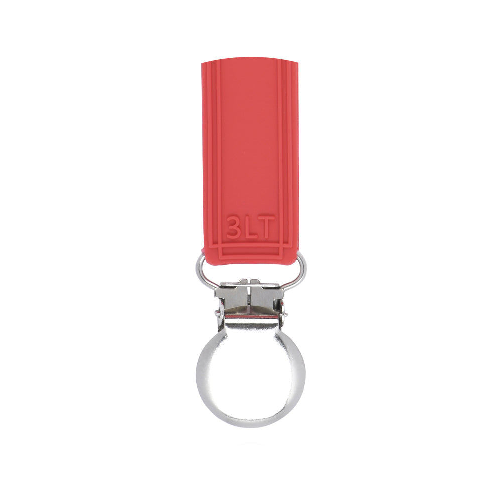 Classic Red All Silicone One Piece Pacifier Clip