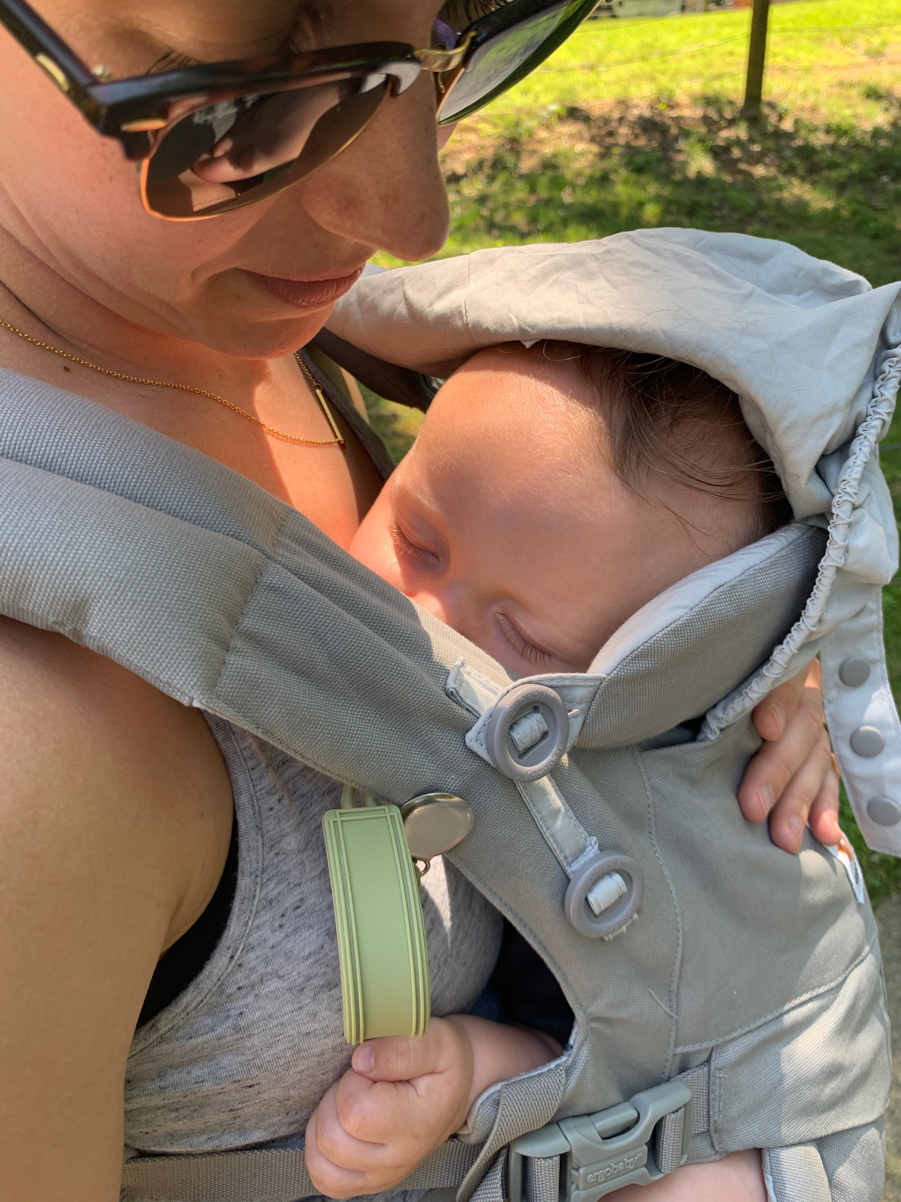 Classic Olive Green All Silicone One Piece Pacifier Clip