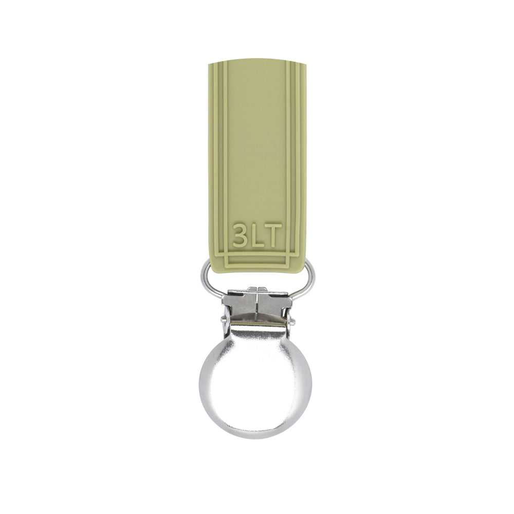 Classic Olive Green All Silicone One Piece Pacifier Clip