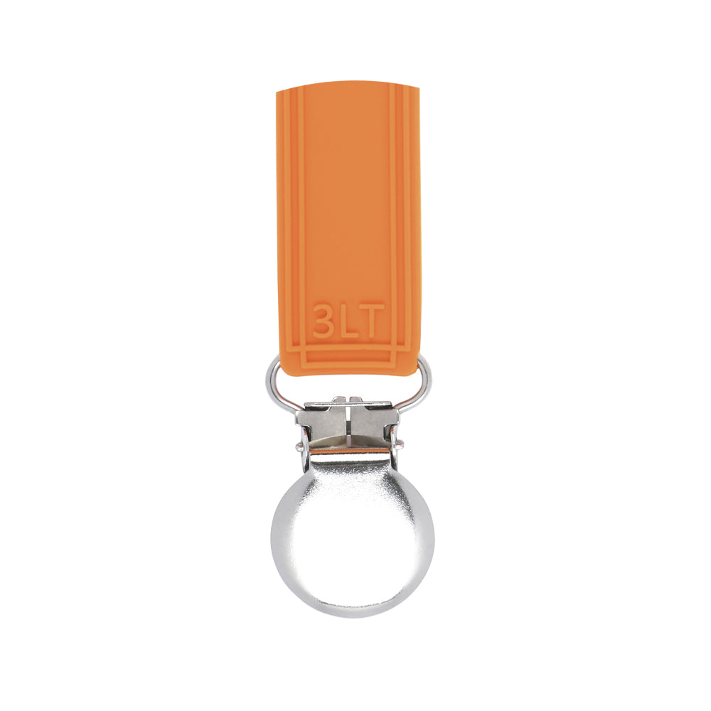 Classic Orange All Silicone One Piece Pacifier Clip