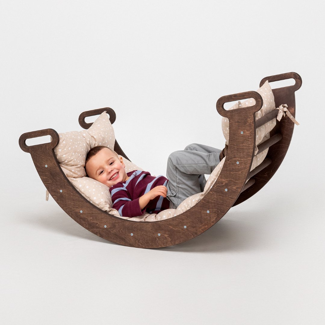 Climbing Arch Chocolate + Cushion - Montessori Climbers For Toddlers