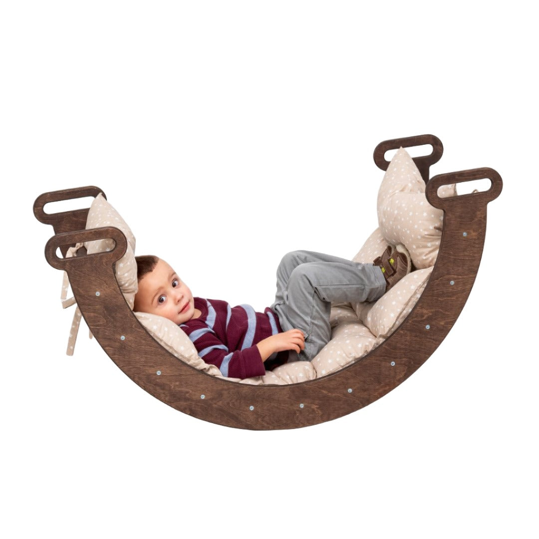 Climbing Arch Chocolate + Cushion - Montessori Climbers For Toddlers