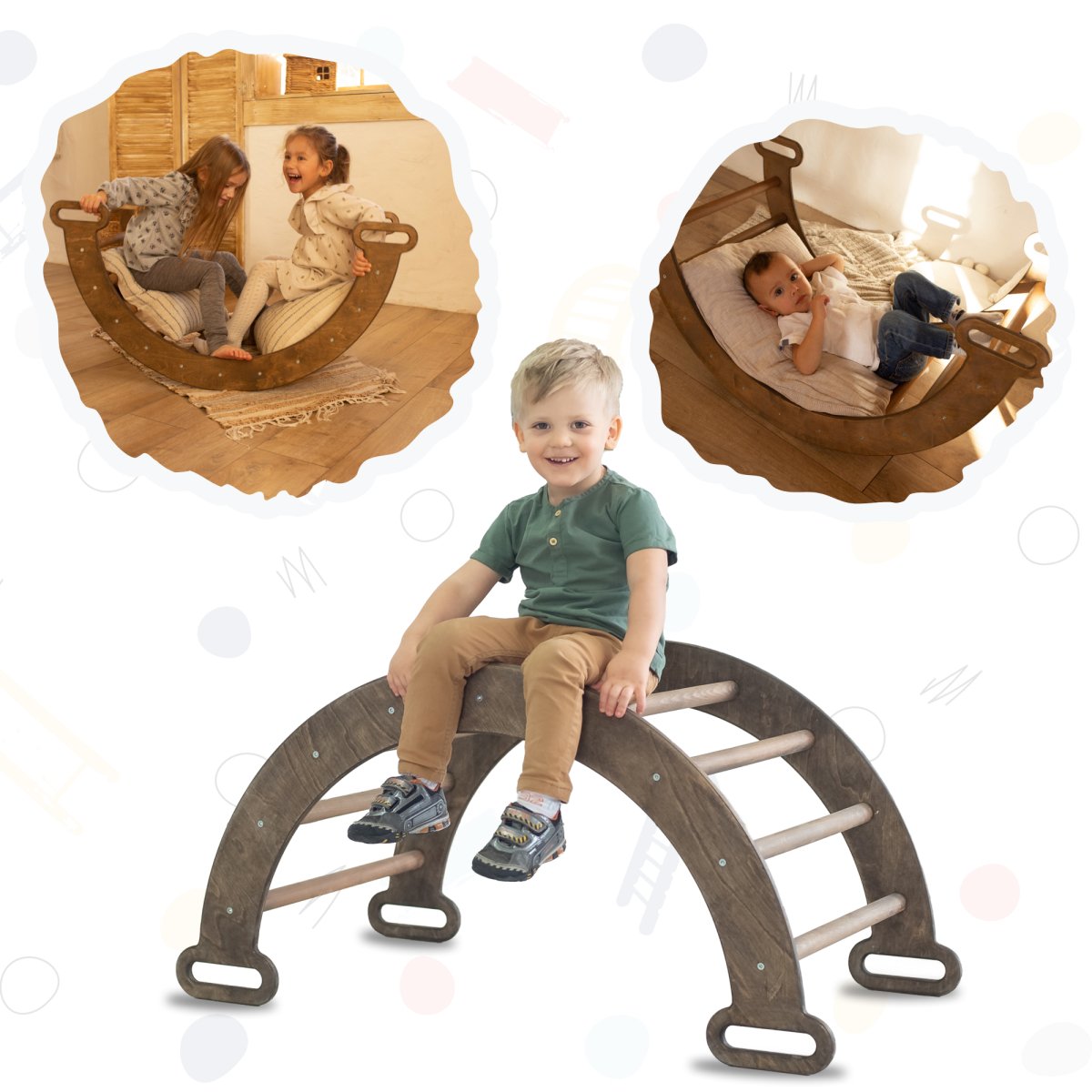 Climbing Arch & Rocker Balance - Montessori Climbers For Kids 1-7 Y.o. – Beige