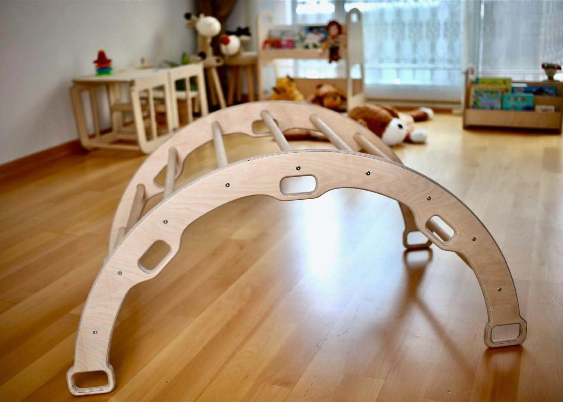 Large Montessori Climbing Arch/rocker With Pillow Set