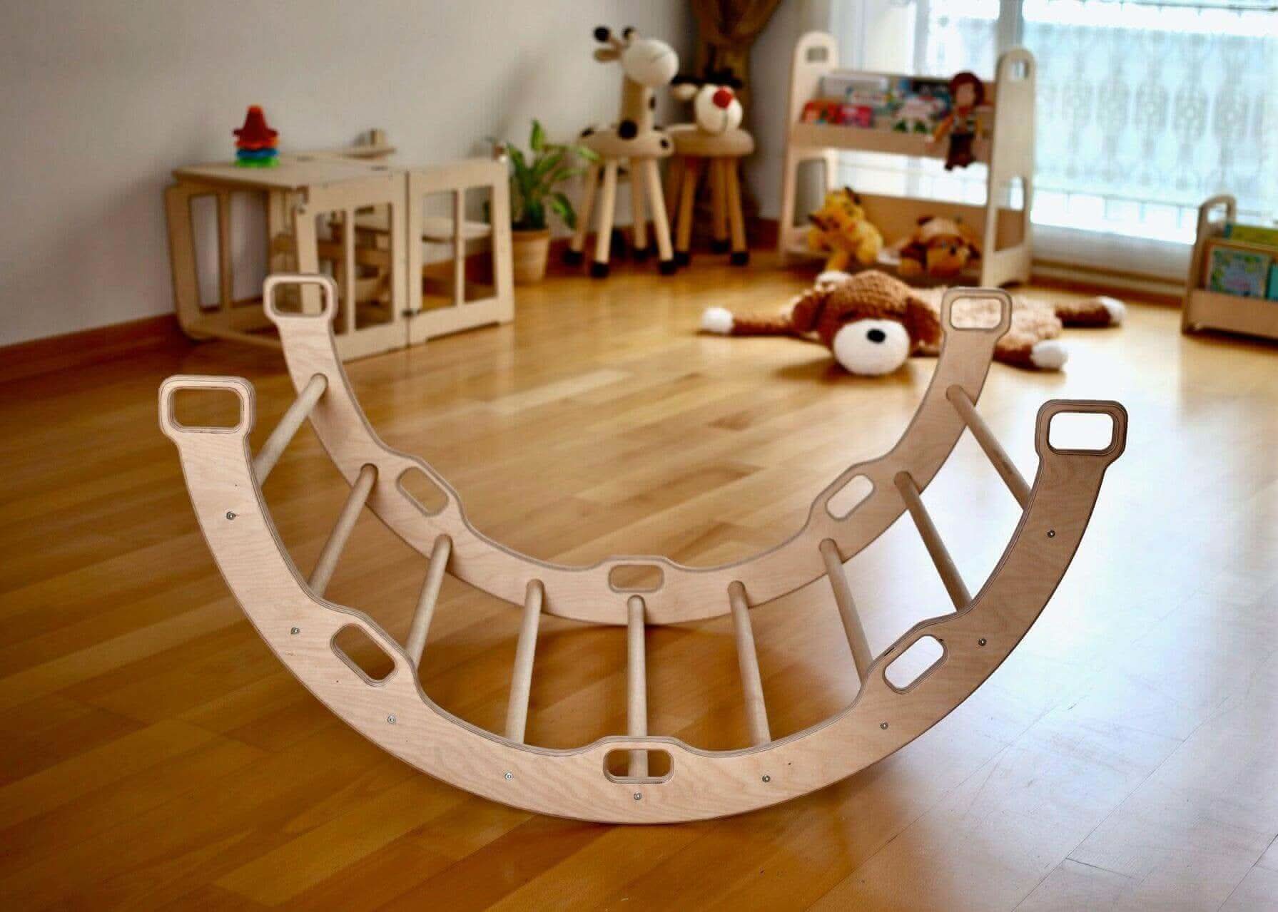 Large Montessori Climbing Arch/rocker With Pillow Set