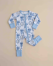 Bamboo Zip Romper | Blue Bow