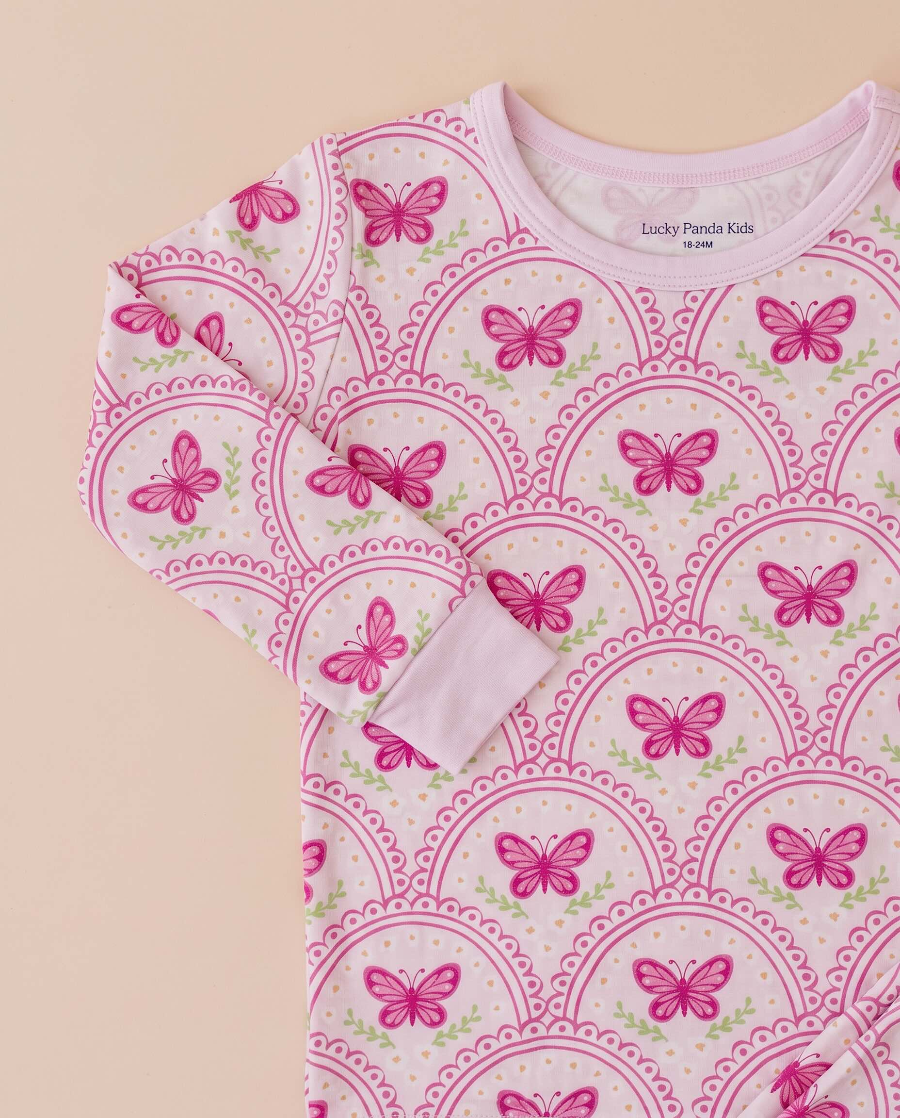 Bamboo Two Piece Set | Pink Butterfly