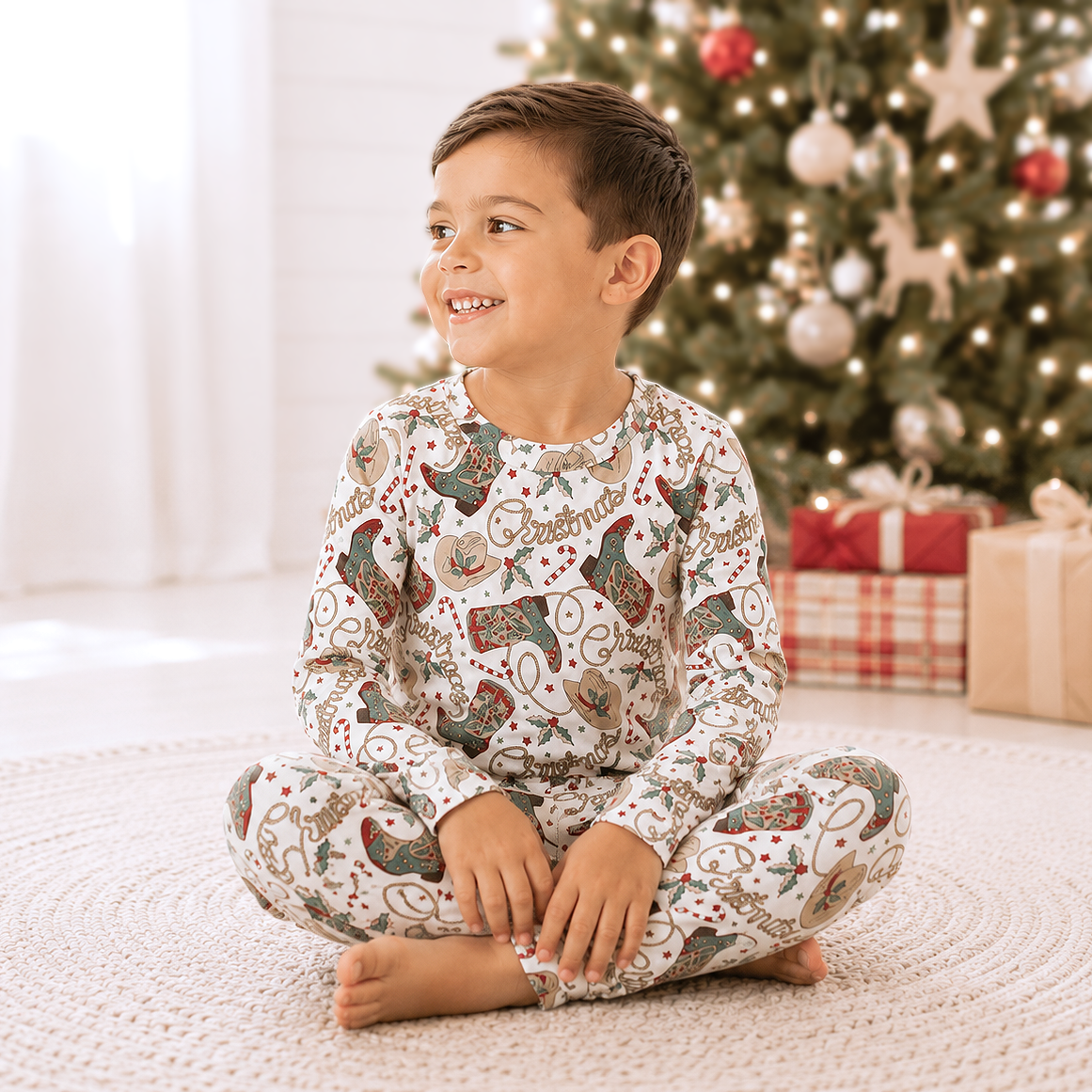 Western Christmas Pajamas For Kids – Bamboo Holiday Pjs