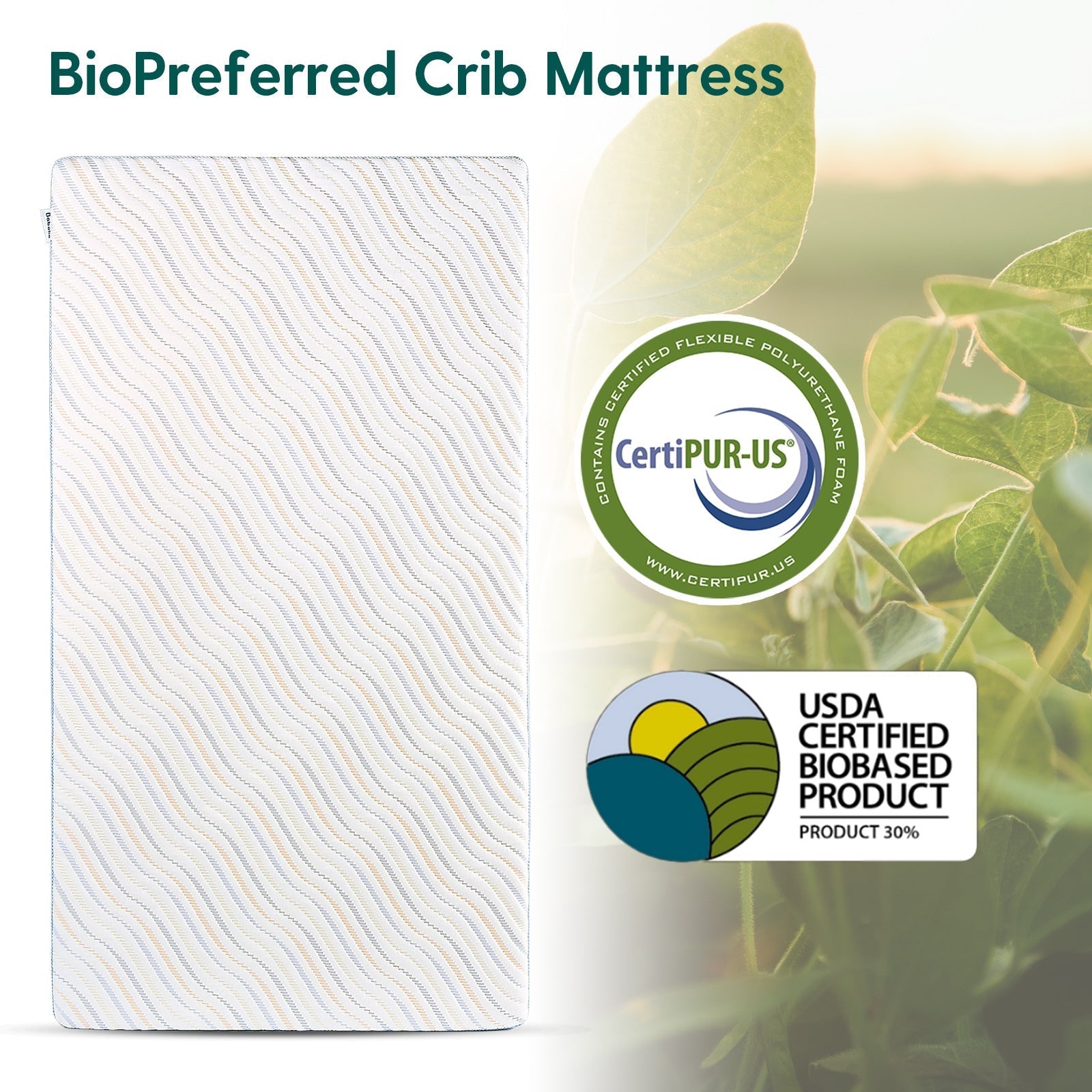 Cloud 4 Usda Bio Preferred Crib And Toddler Mattress With Soybean Fiber Mattress Cover