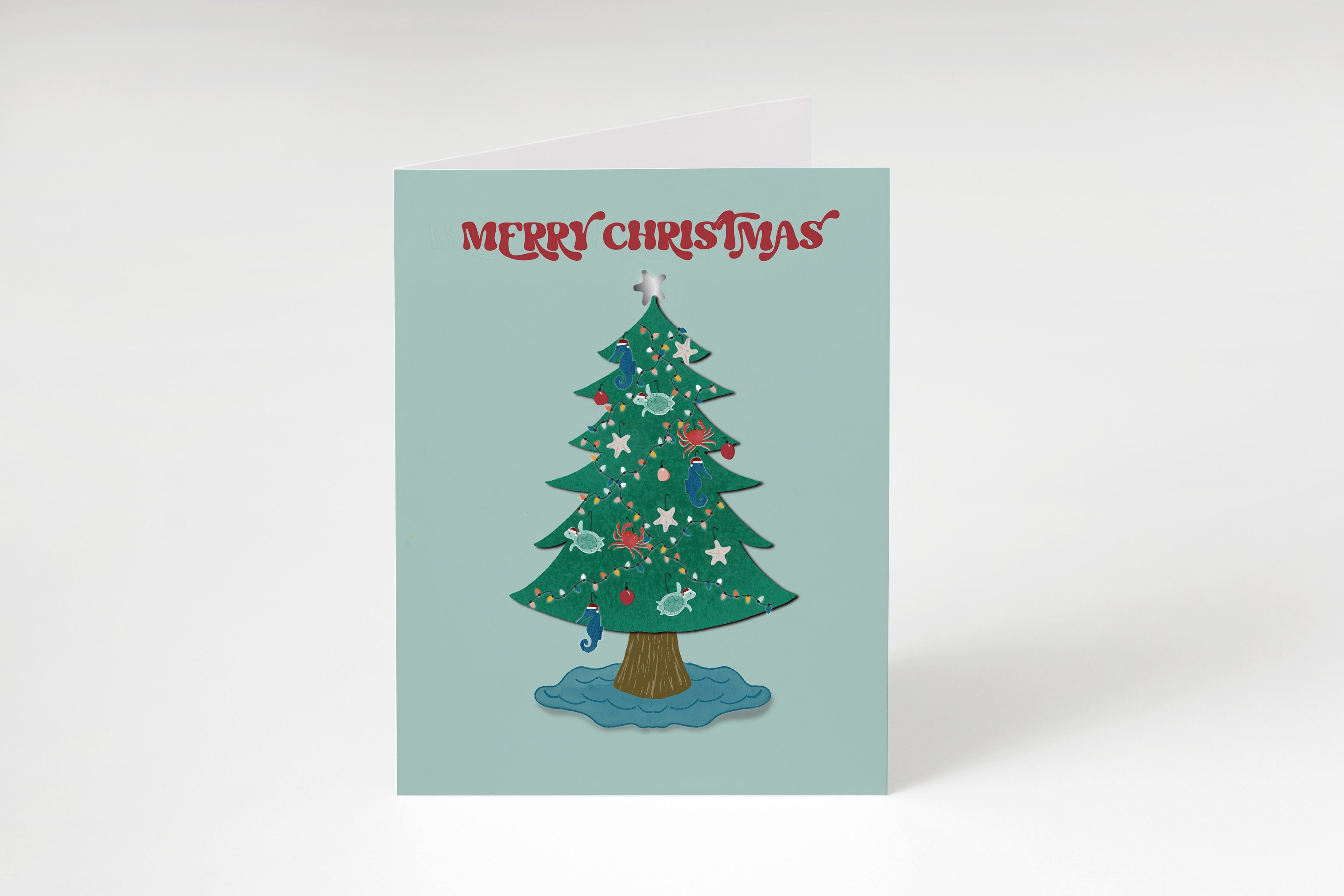 Coastal Christmas Tree Card – Beach-inspired Holiday Card