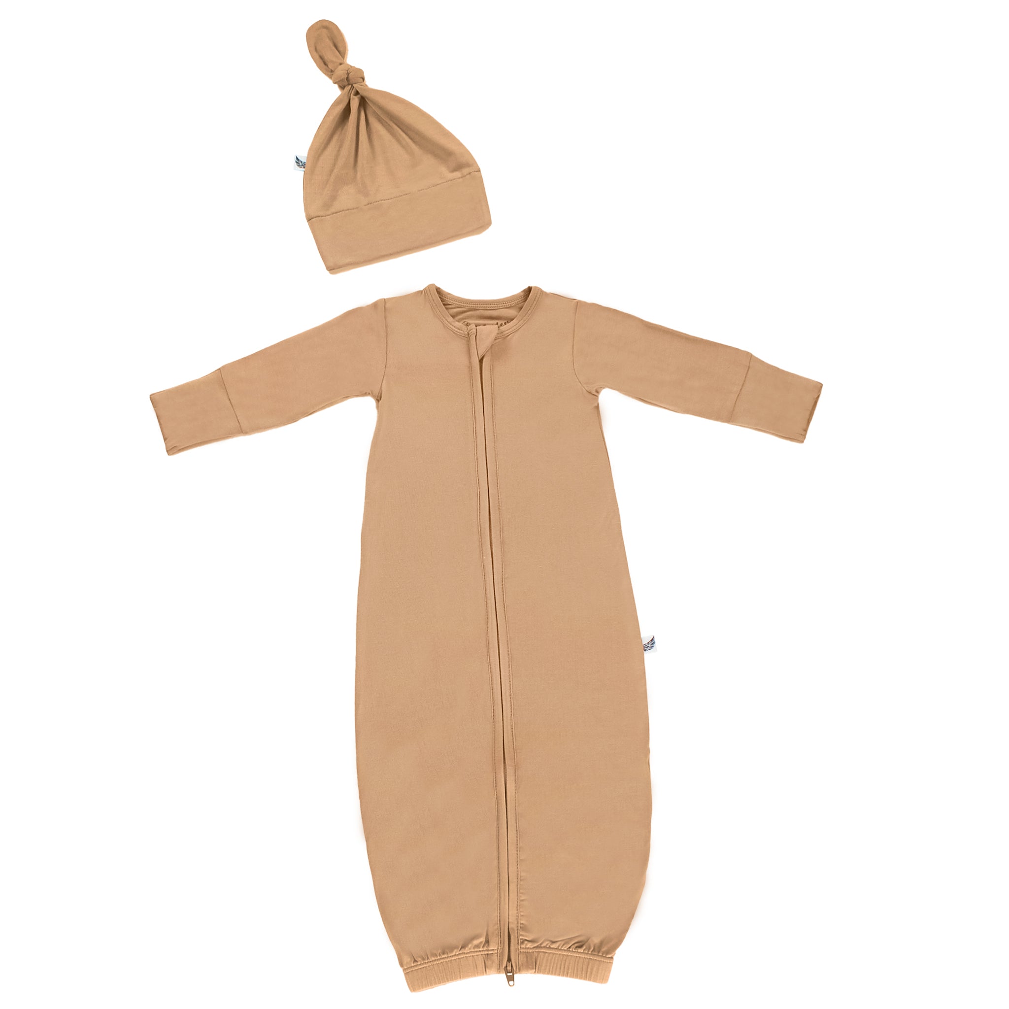 Coca Mocha Newborn Gown & Knot Hat Set