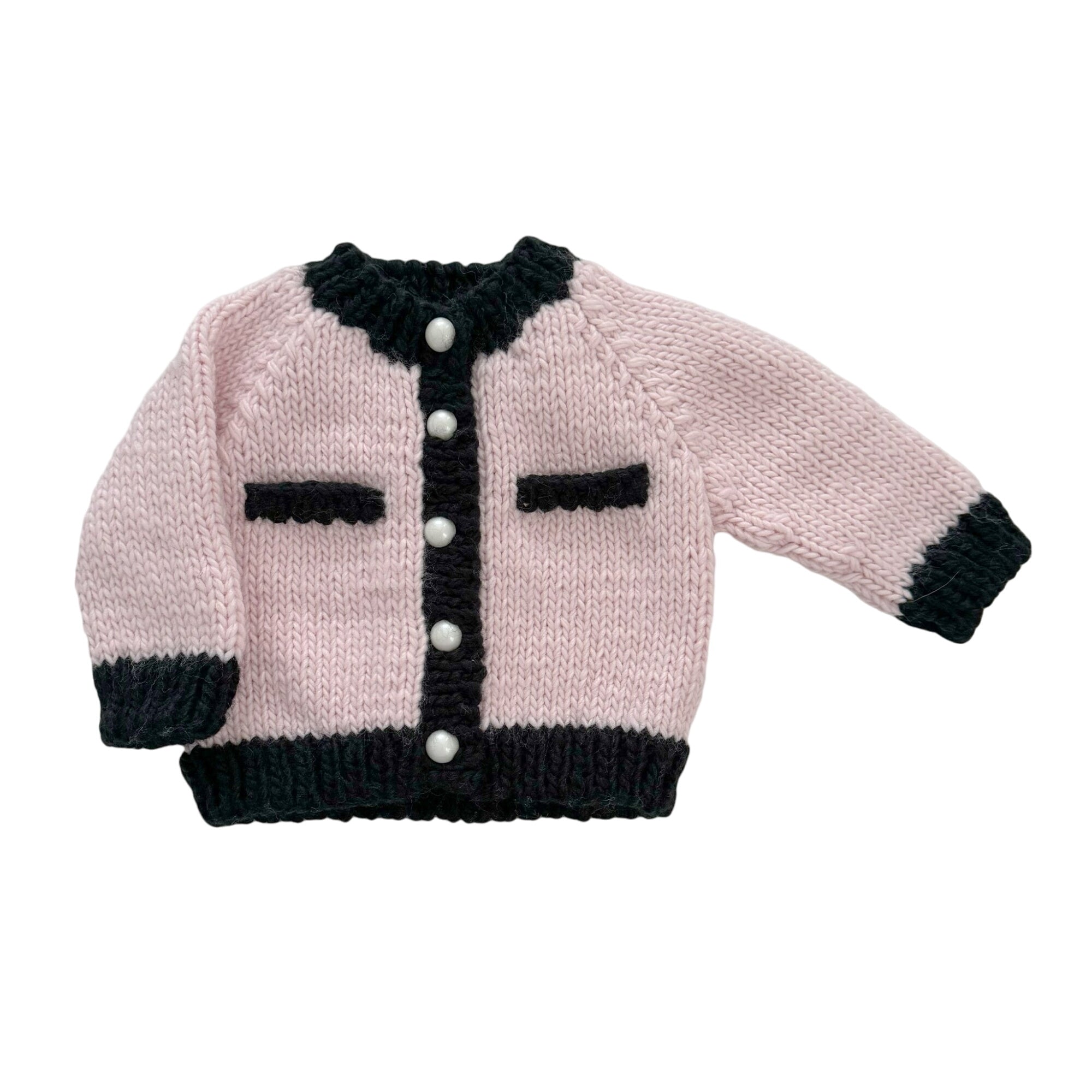 Coco Cardigan, Baby Pink/black