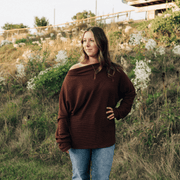 Coffee Brown Wide Collar Knit Sweater