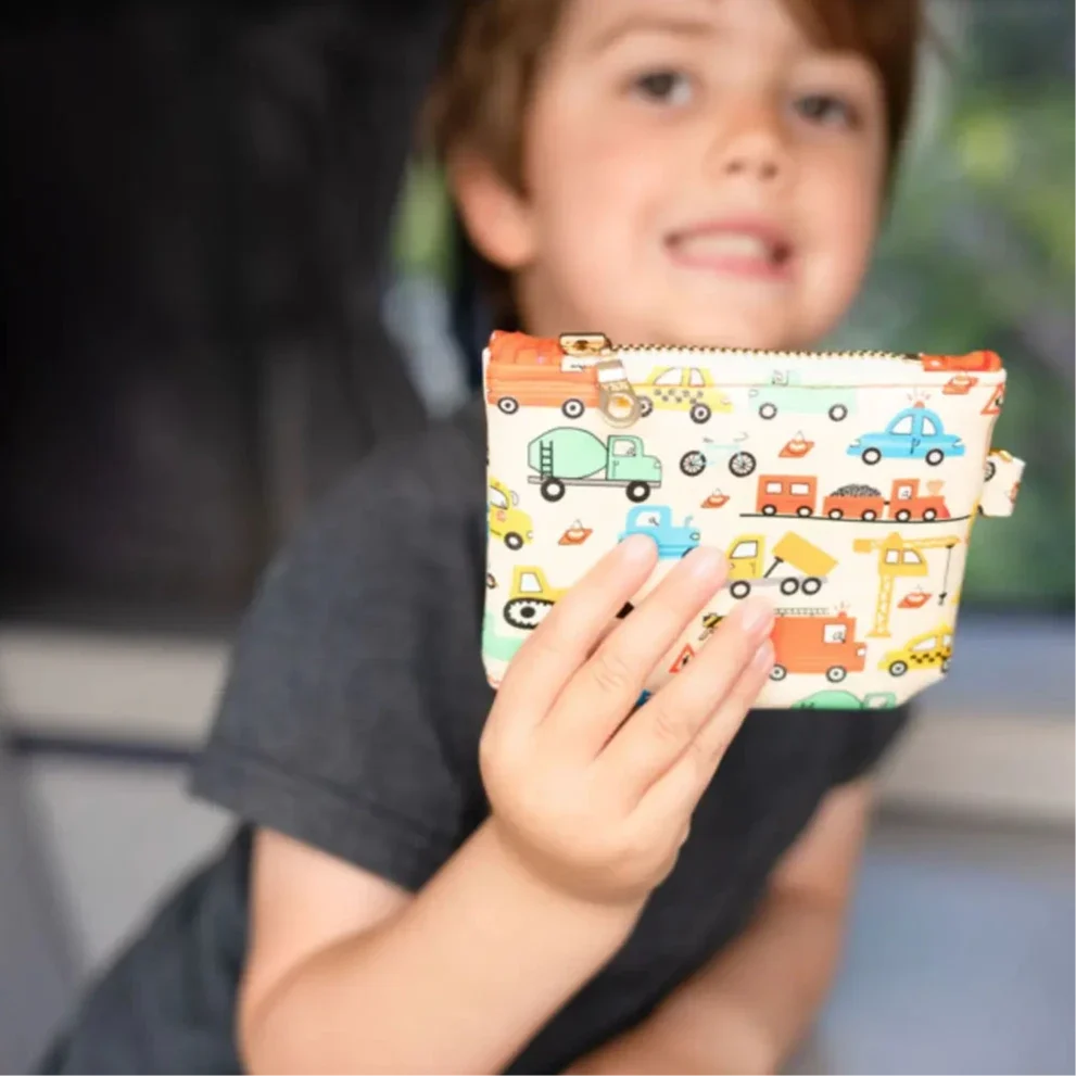 Small Purse For Coins – Cars & Construction Vehicle Print