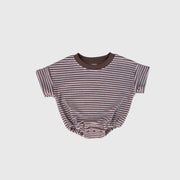 Terry T-shirt Romper | Cola Stripe
