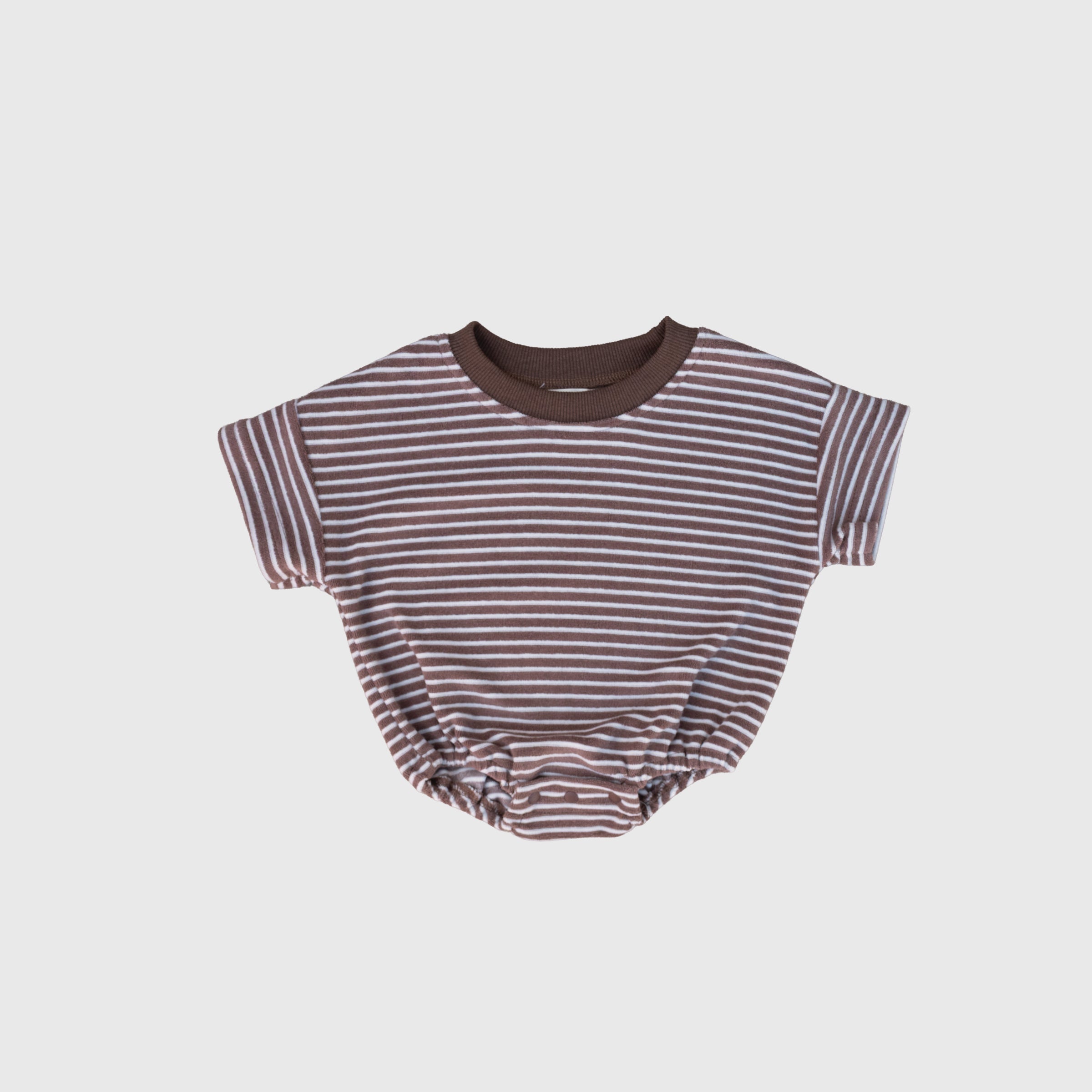 Terry T-shirt Romper | Cola Stripe