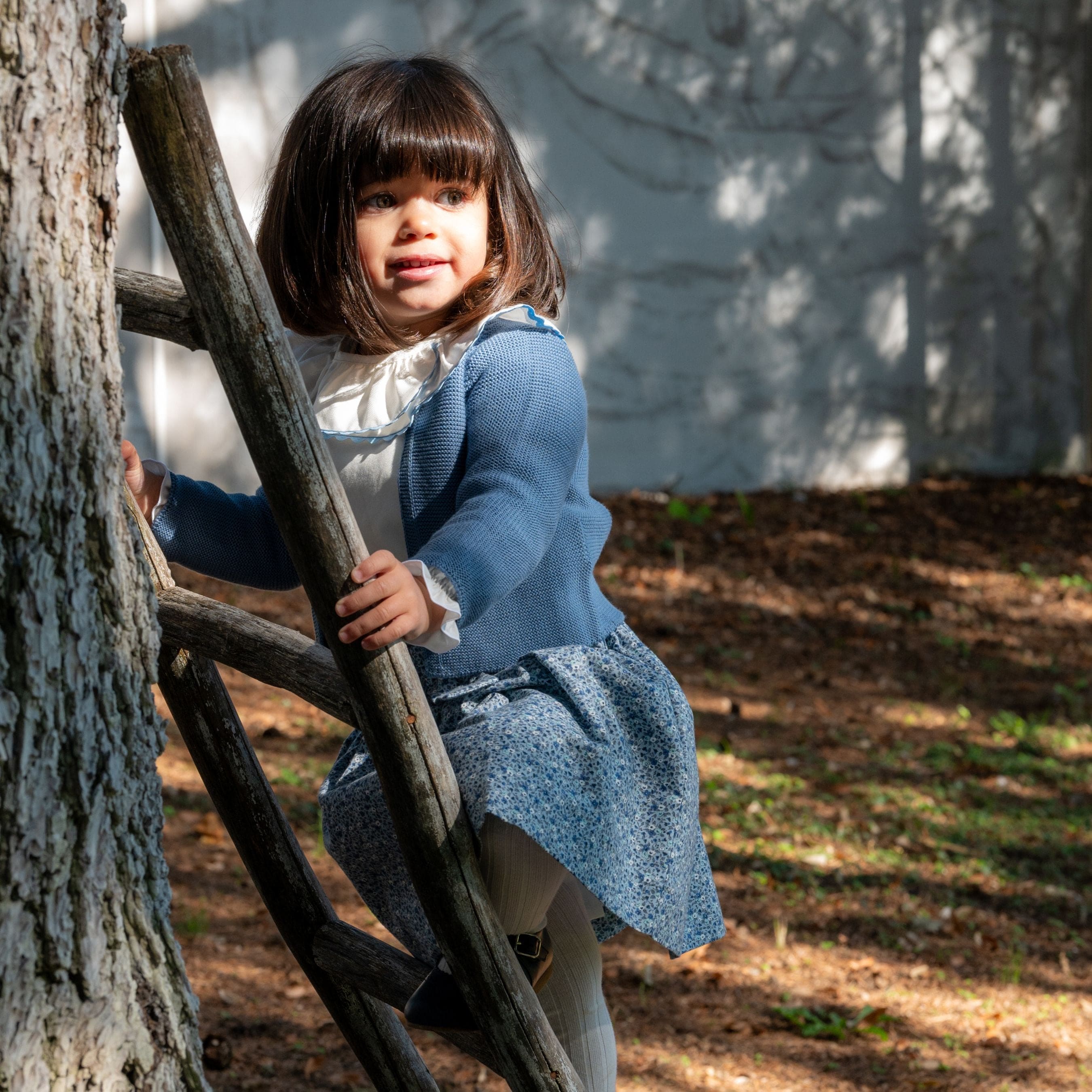 Colette | Girls Blue Knitted Cotton Cardigan