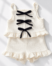 Colette Peplum Bow Front Two-piece Set - Antique Cream