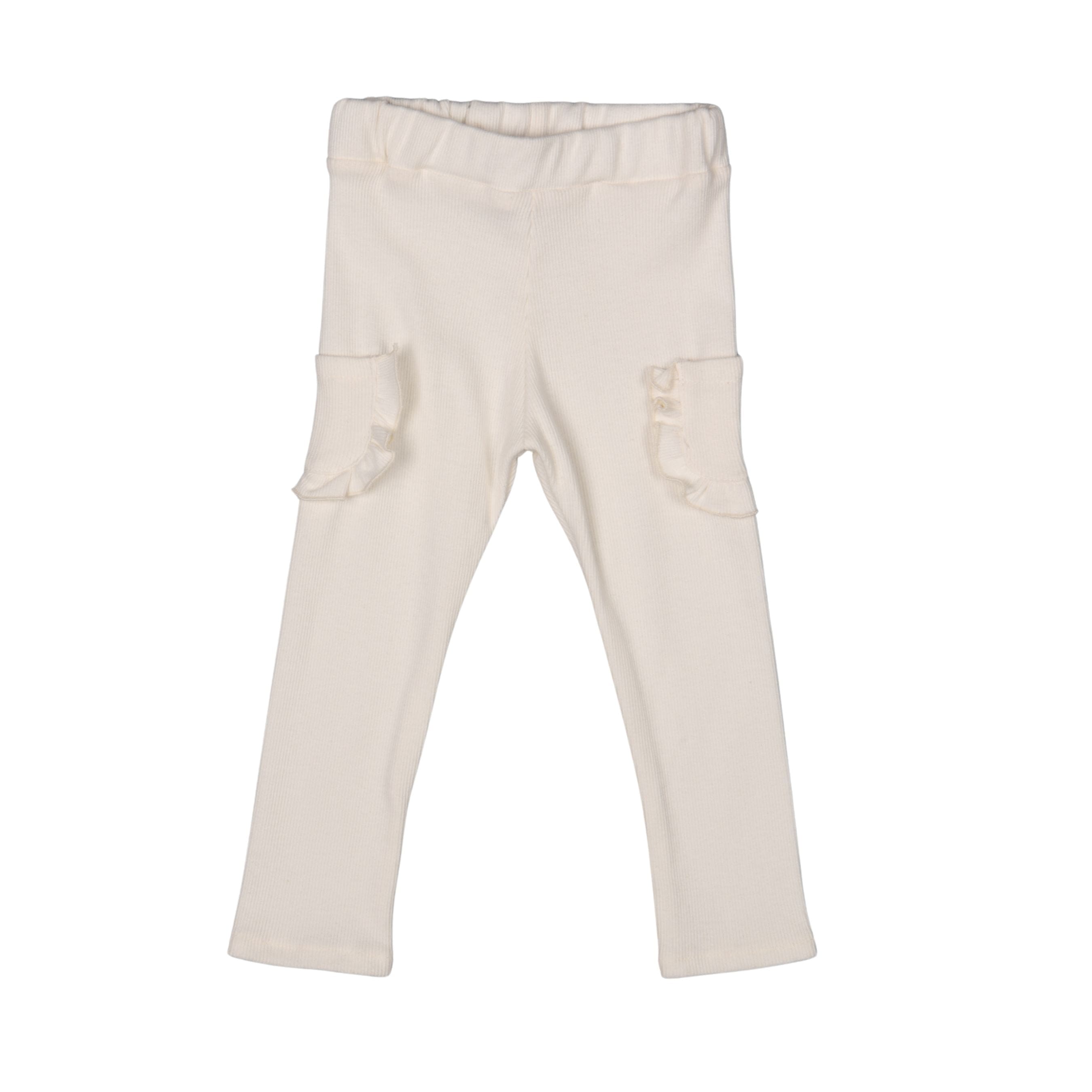 Coleen | Girls Ivory Cotton Ribbed Jersey Leggings