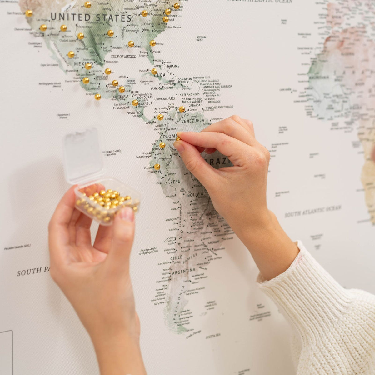 World Map On Canvas - Colorful