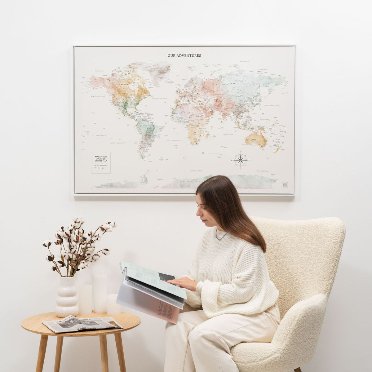 World Map On Canvas - Colorful