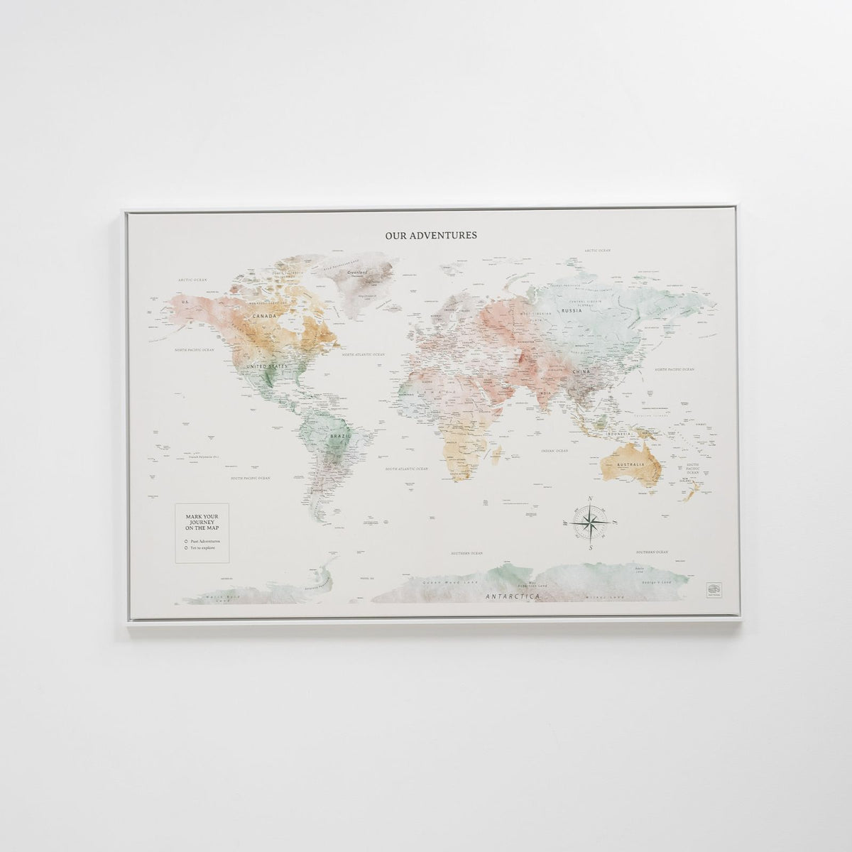 World Map On Canvas - Colorful