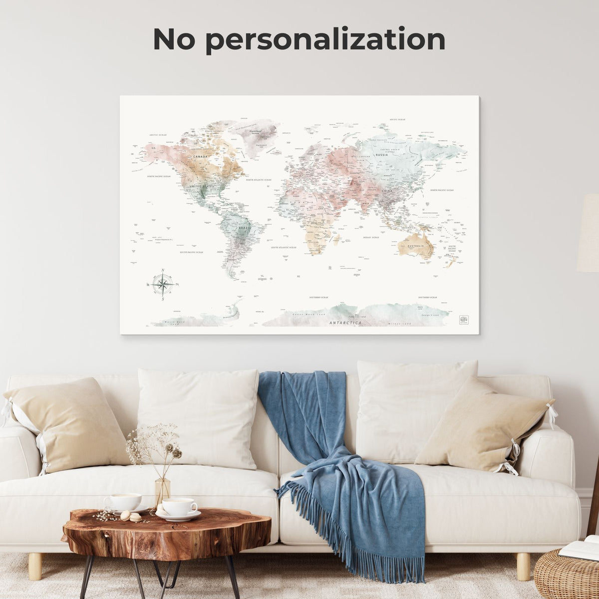 World Map On Canvas - Colorful