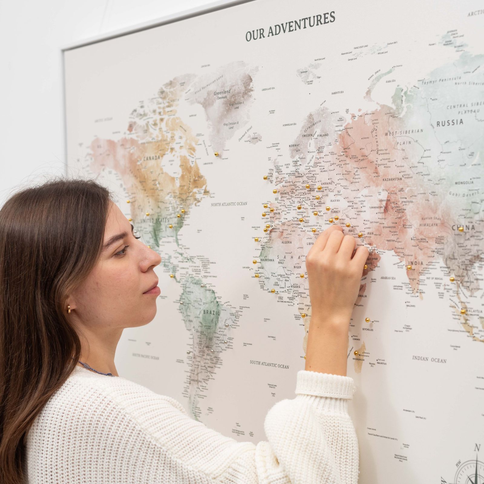 World Map On Canvas - Colorful
