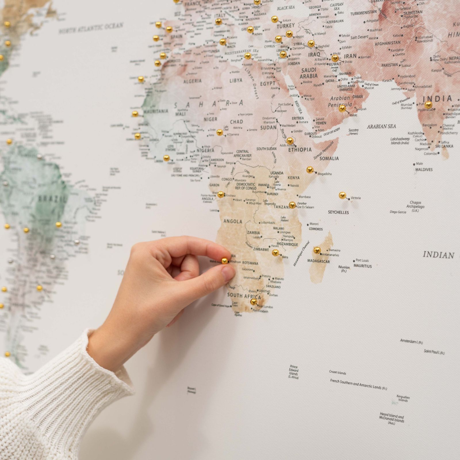 World Map On Canvas - Colorful