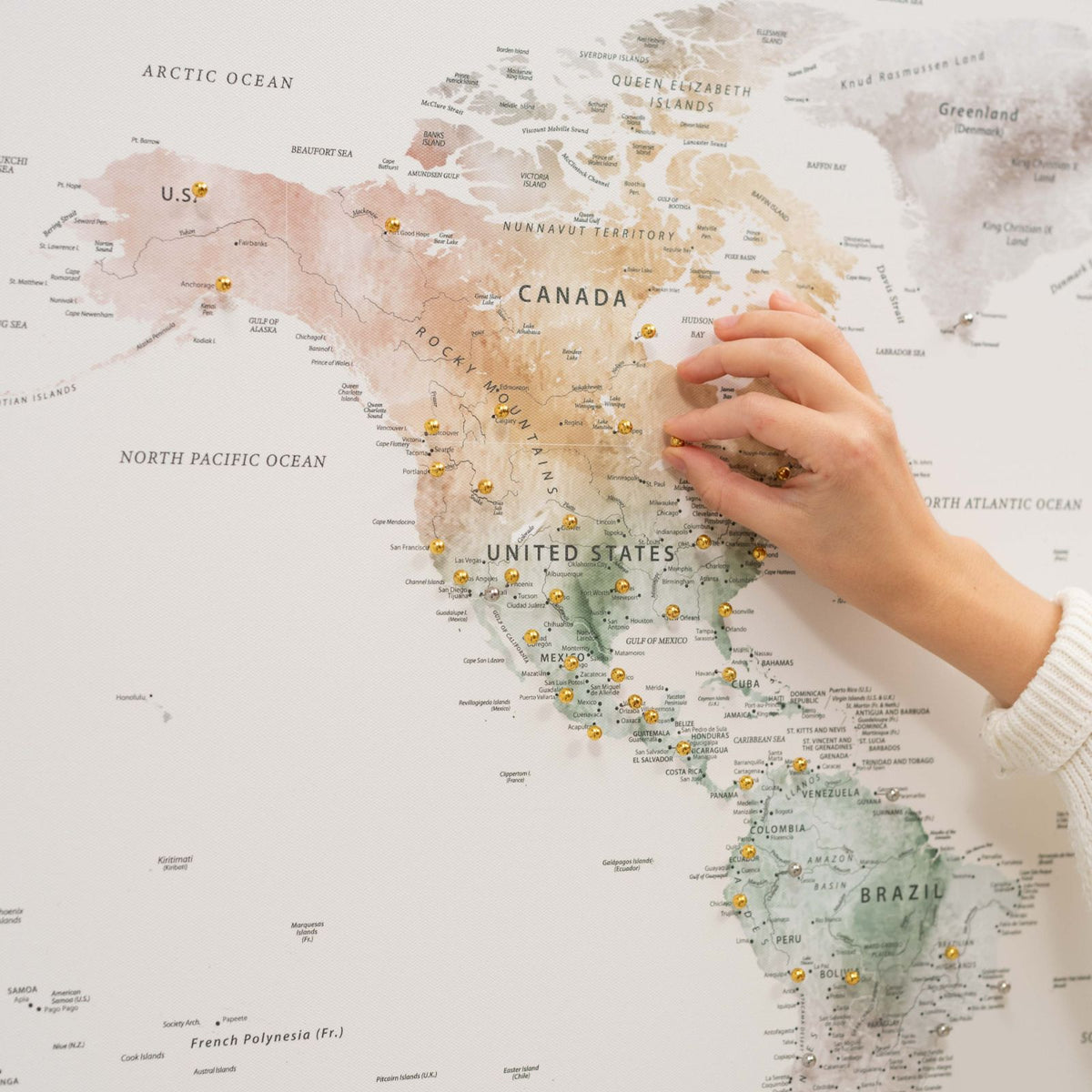 World Map On Canvas - Colorful