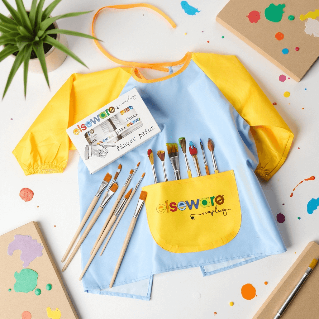 Mess-free Kids Paint Bundle | All-natural Finger Paint & Art Smock Set