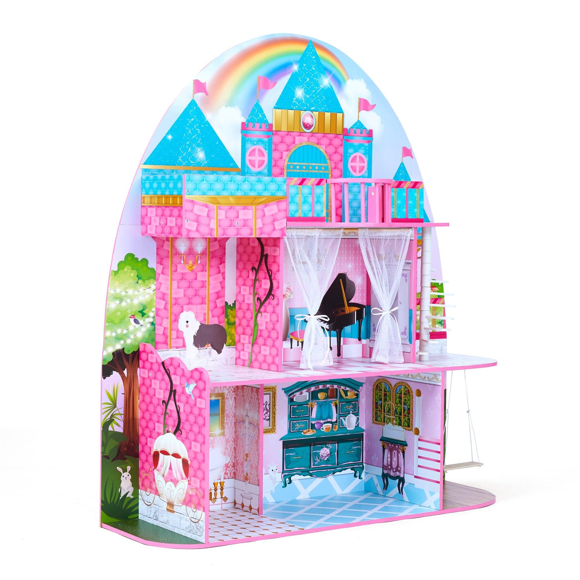 Olivia's Little World Furnished Castle Dollhouse For 12" Dolls, Multicolor