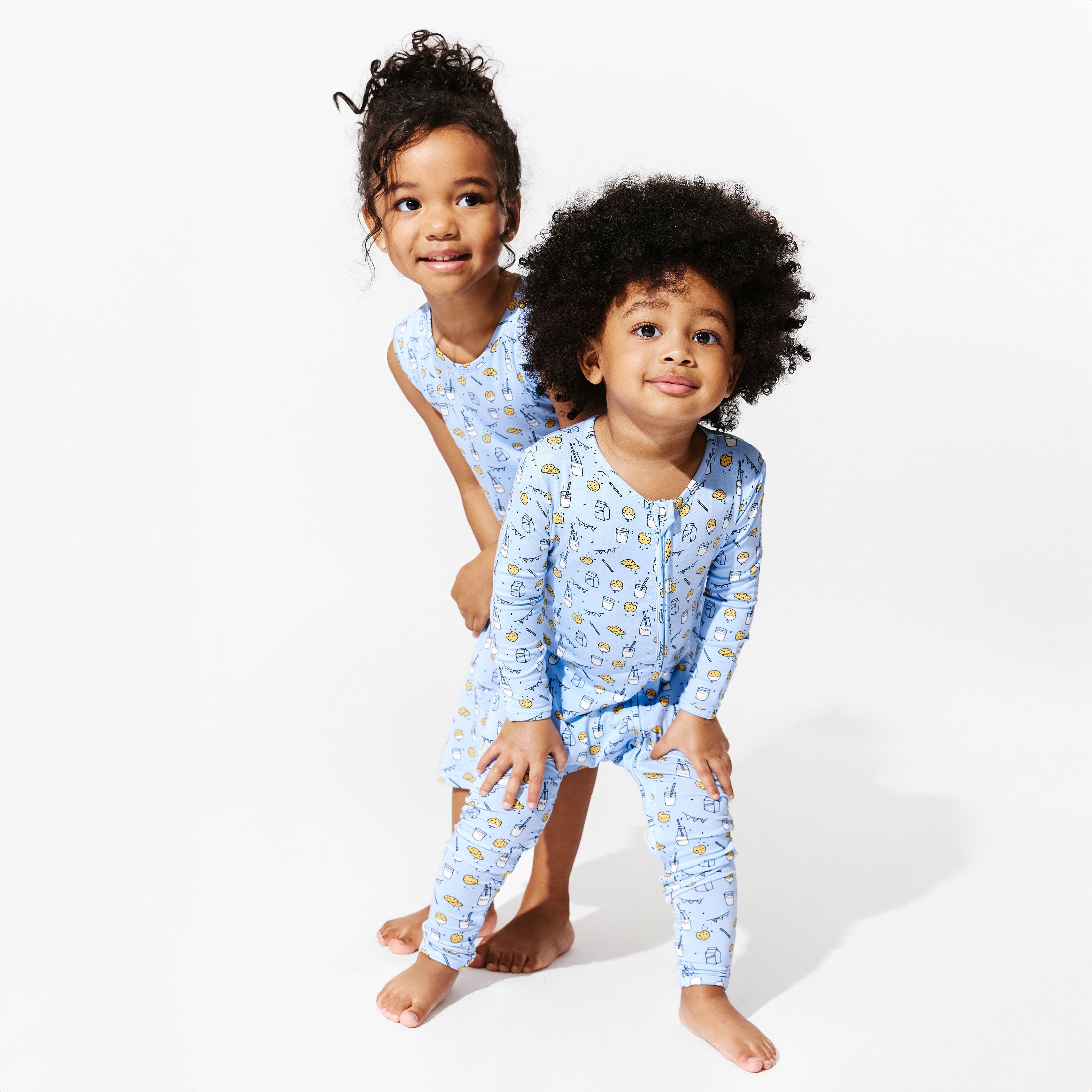 Milk And Cookies Blue Bamboo Convertible Footie