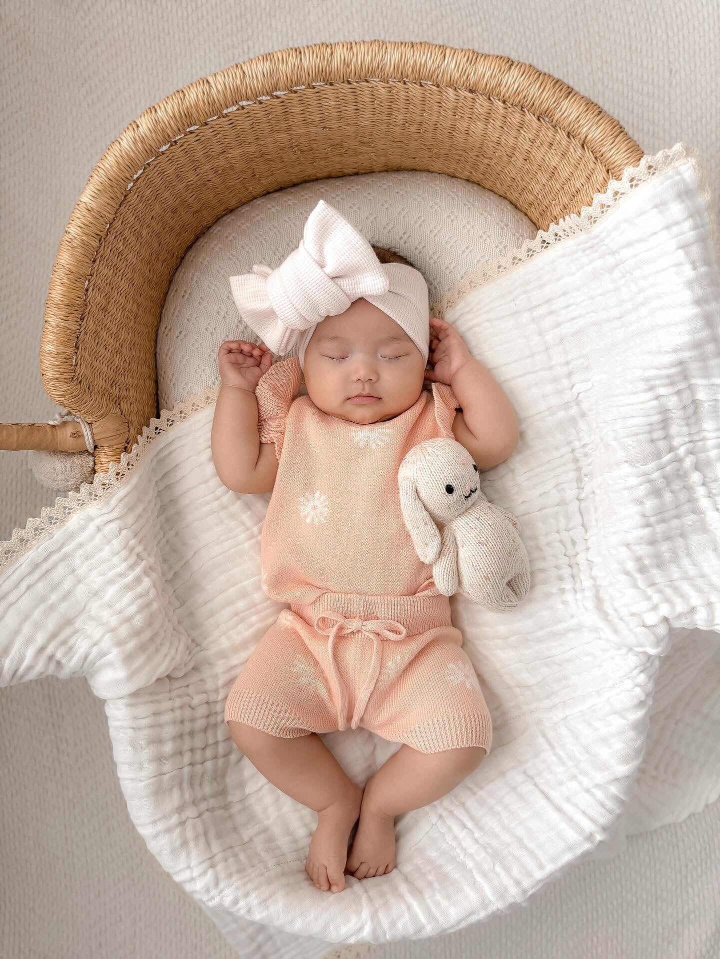 Organic Knit Short Set - Coral Daisies