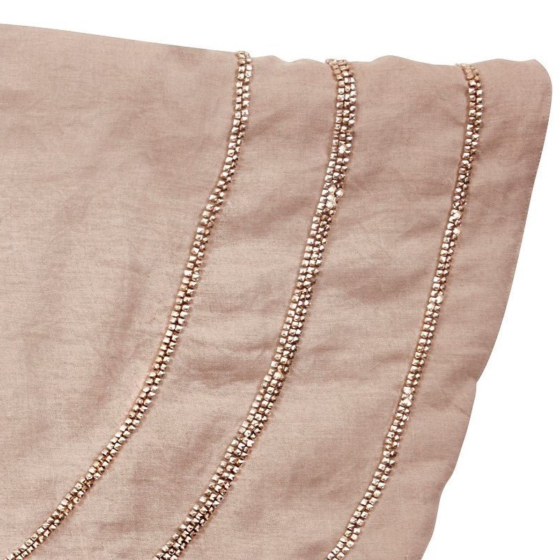 Handmade Concentric Nailhead Circles Linen Christmas Tree Skirt Natural 60"