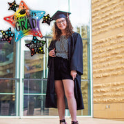 Congrats Grad Rainbow Star Balloon – 35" Mylar | Ellie’s Party Supply
