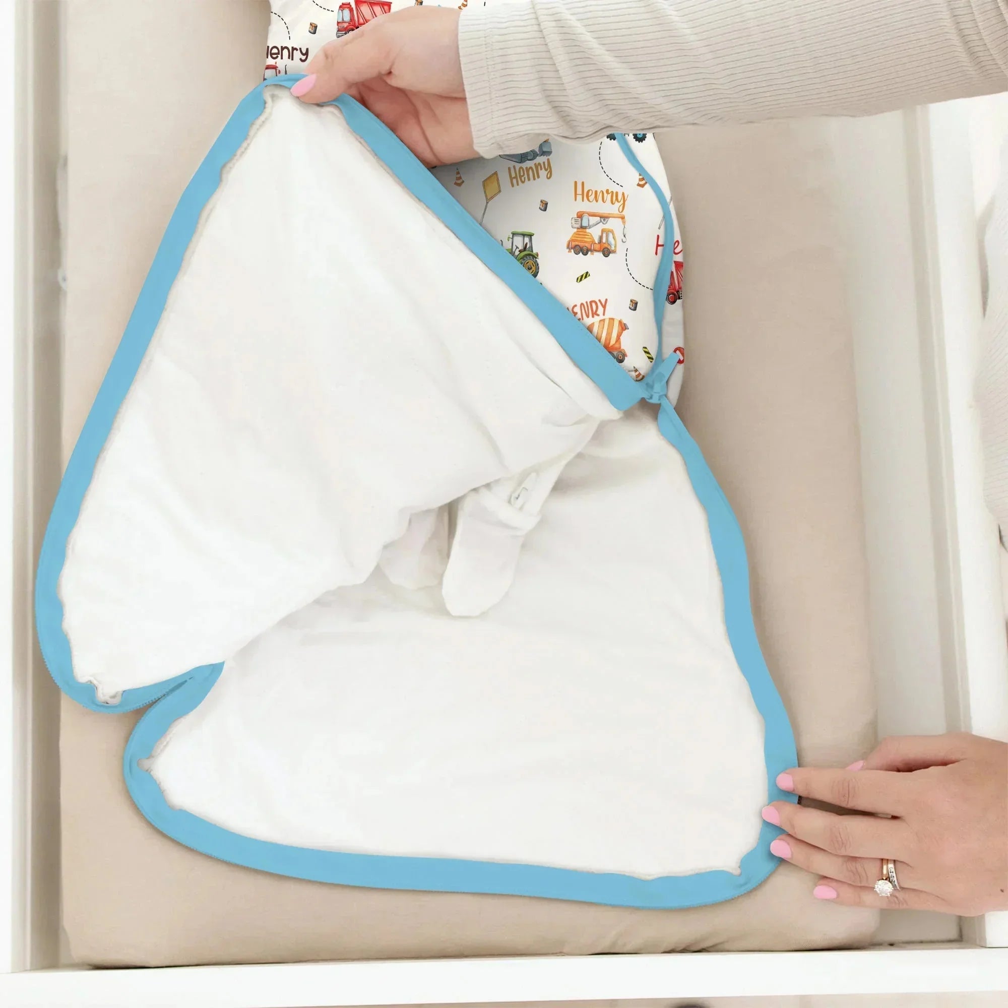 Construction Vehicles Custom Name Bamboo Sleep Bag