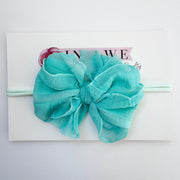 Cool Mint | Skinny Mini Nylon Ruffled Baby Headband