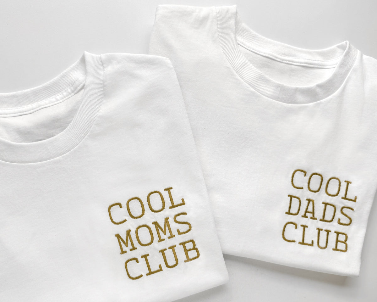 Cool Moms Club & Cool Dads Club Embroidered Cotton T-shirts