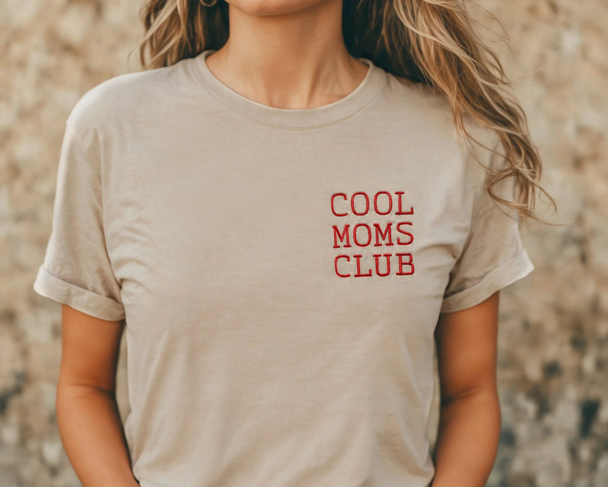 Cool Moms Club & Cool Dads Club Embroidered Cotton T-shirts