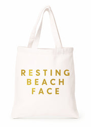 Resting Beach Face Gold- White Bag