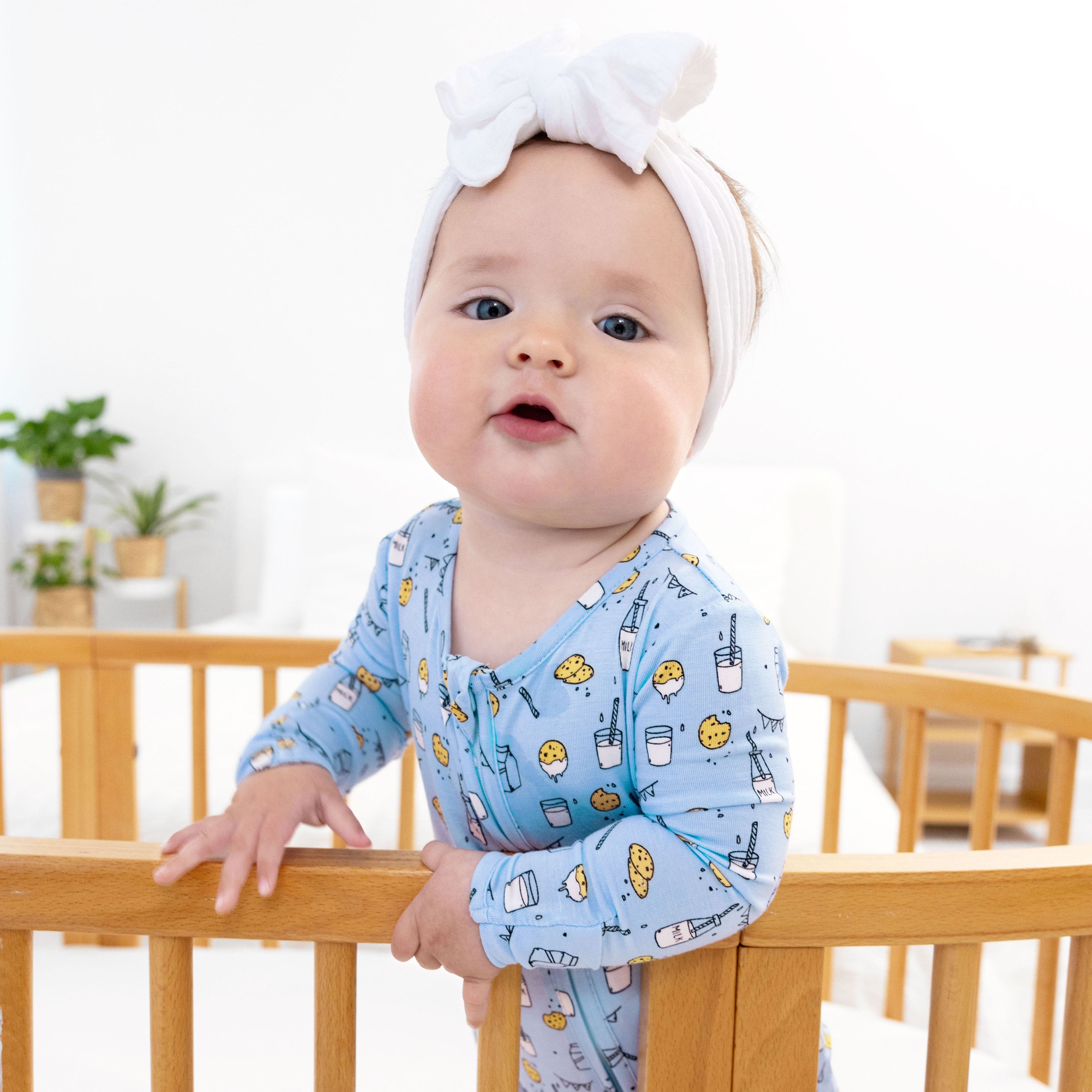 Milk And Cookies Blue Bamboo Convertible Footie