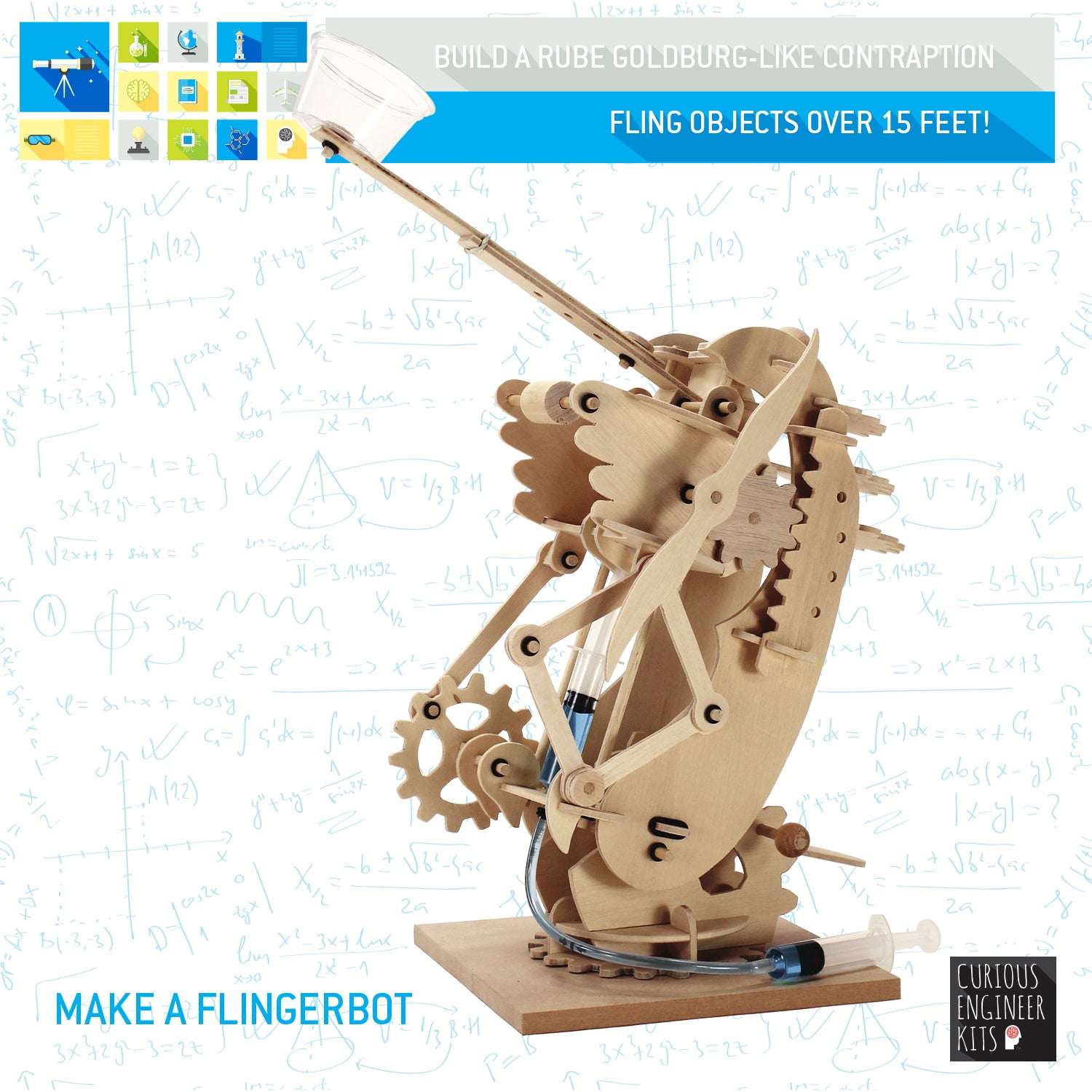 Make A Flinger Bot Kit | Facts & Easy Instructions Included | Curious Engineer Kit