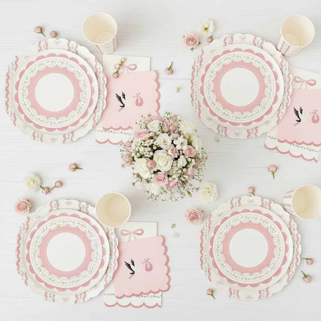 Pink Bow Coquette Paper Cups 9oz (8 Pack)