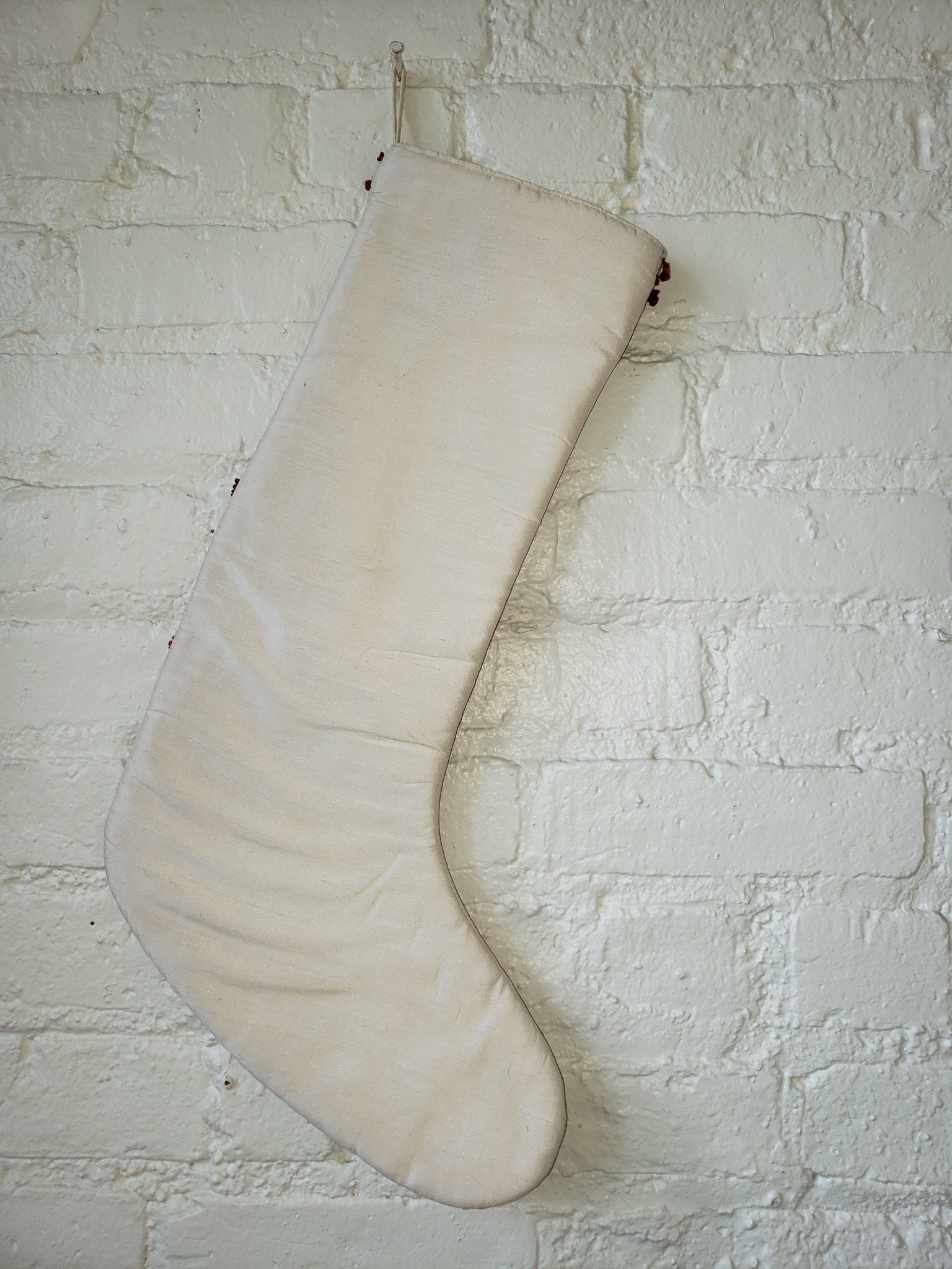 Coral Christmas Stocking Hand Beading