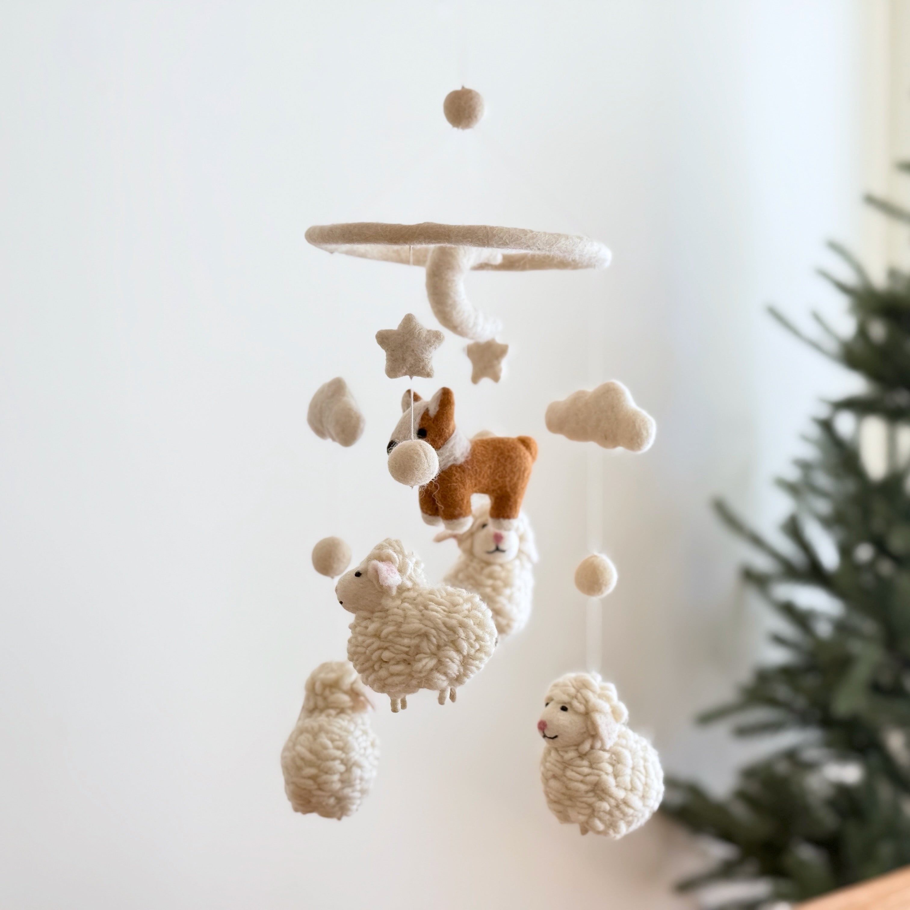 Corgi And Sheep Baby Mobile