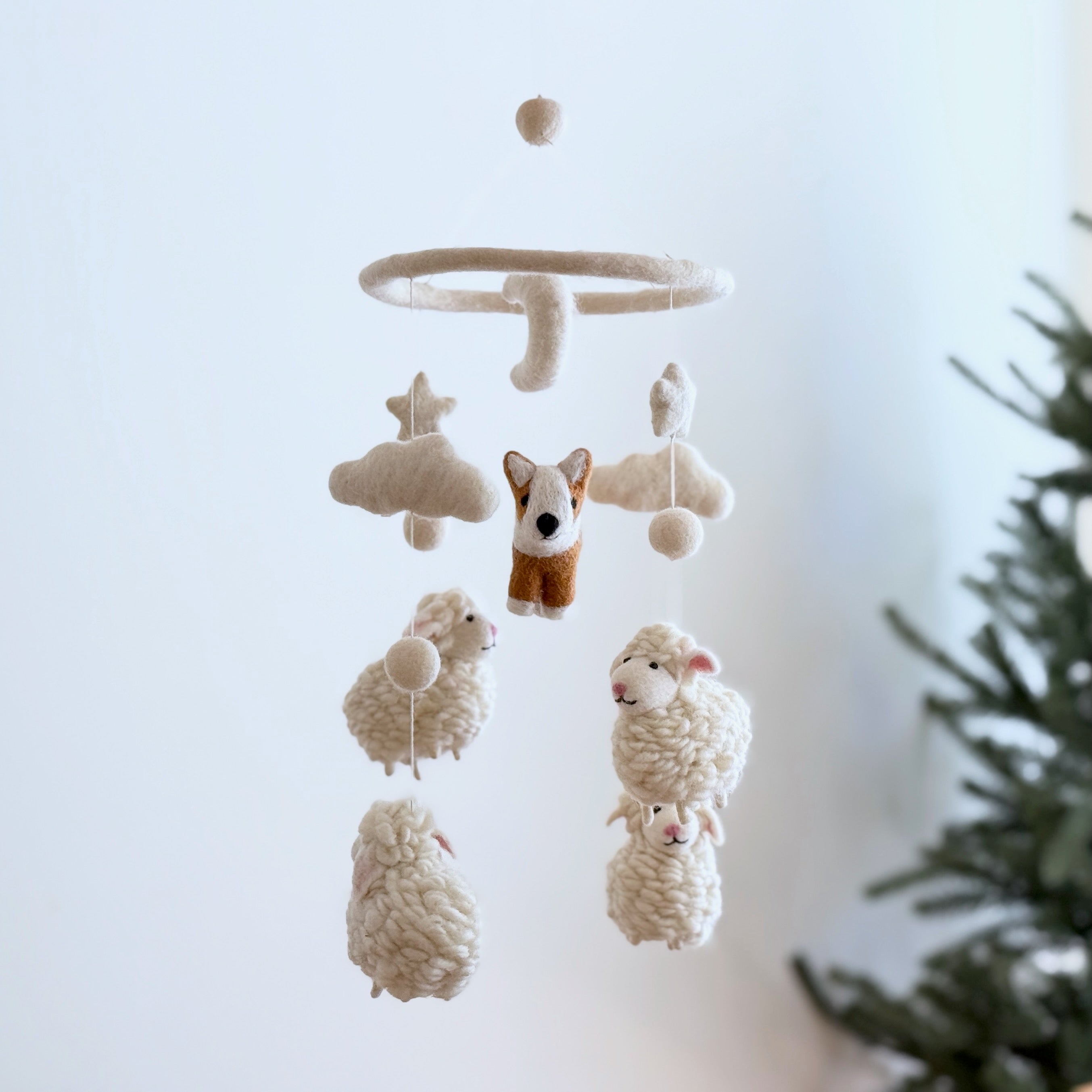 Corgi And Sheep Baby Mobile