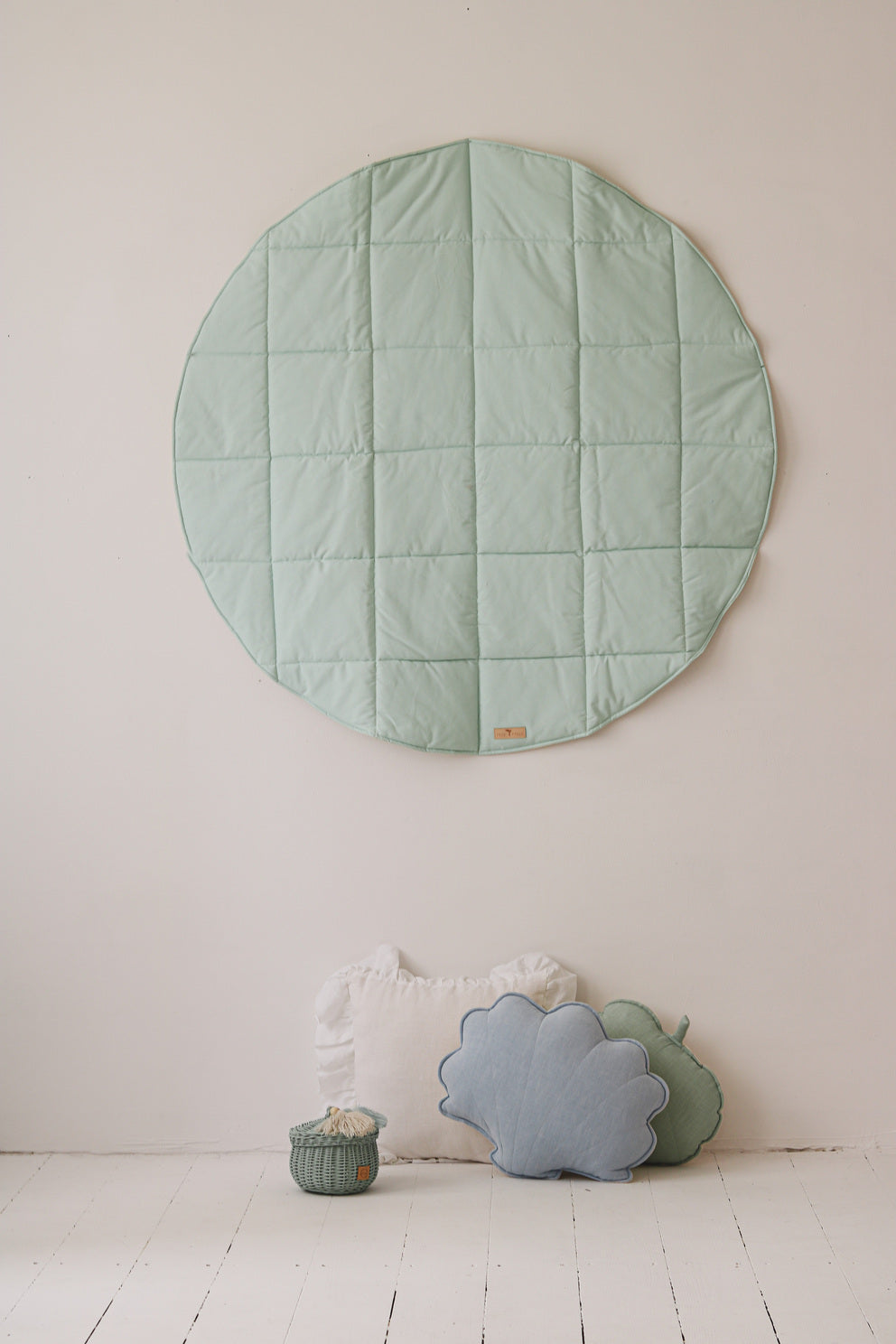 mint And Beige Round Cotton Mat